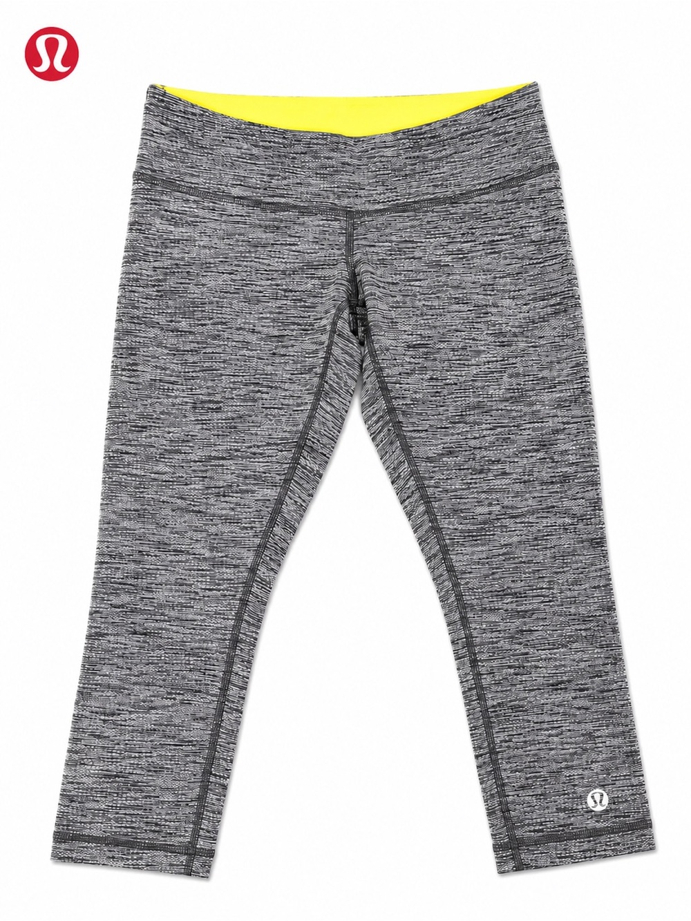 Lululemon Wunder Under Crop Leggings Gray Space Yellow Dye Size 8